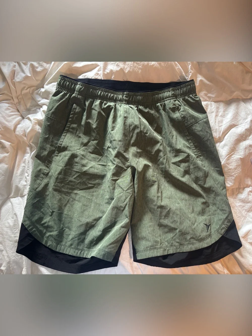 Old Navy Olive Green Athletic Shorts with Black Inner Layer